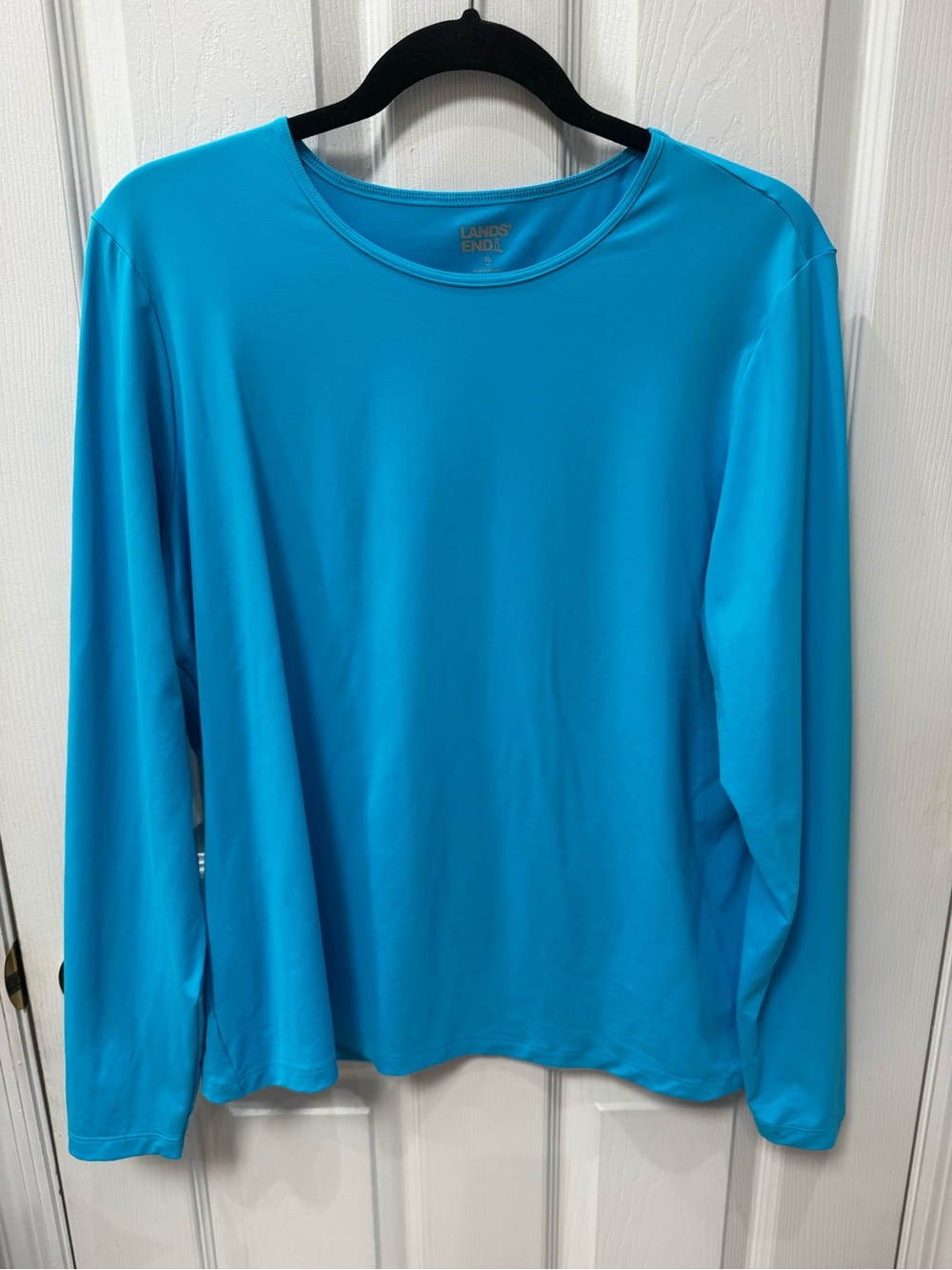Lands' End Women's Swim Coverup Rashguard Long-Sleeve in Bright Aqua